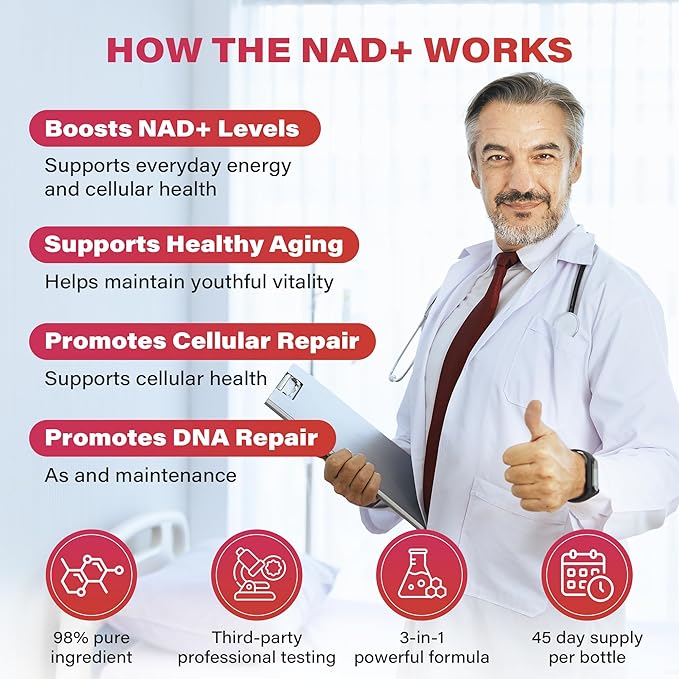 Ienee NR1000 - NAD+ Berry Flavor Drink Mix for Skin Aging Support, Energy, and Focus - 30 Pack