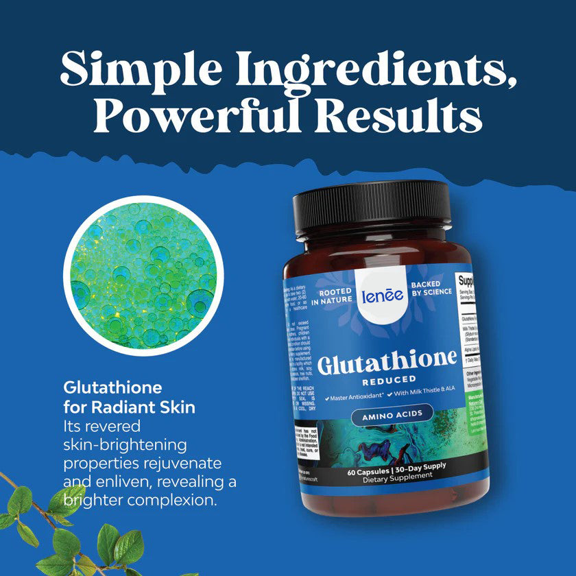 Ienee Reduced Glutathione Supplement with Glutamic Acid - L Glutathione 1000mg Per Serving with Silymarin Milk Thistle Extract ALA Alpha Lipoic Acid Complex - 60 Capsules