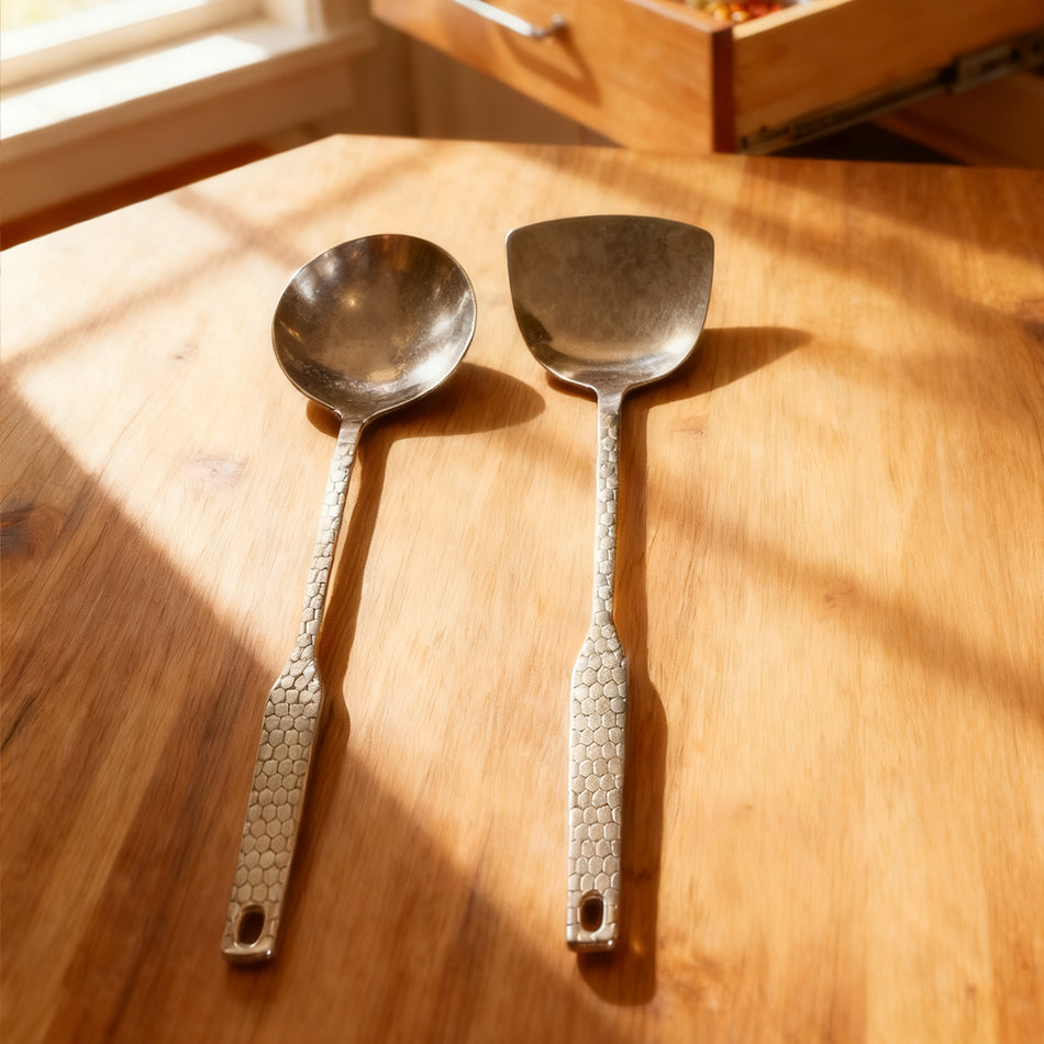 Titanium Kitchen Utensils Set – Ultra-Lightweight, Heat-Resistant, Stain-Resistant, 2-Piece Titanium Ladle & Spatula