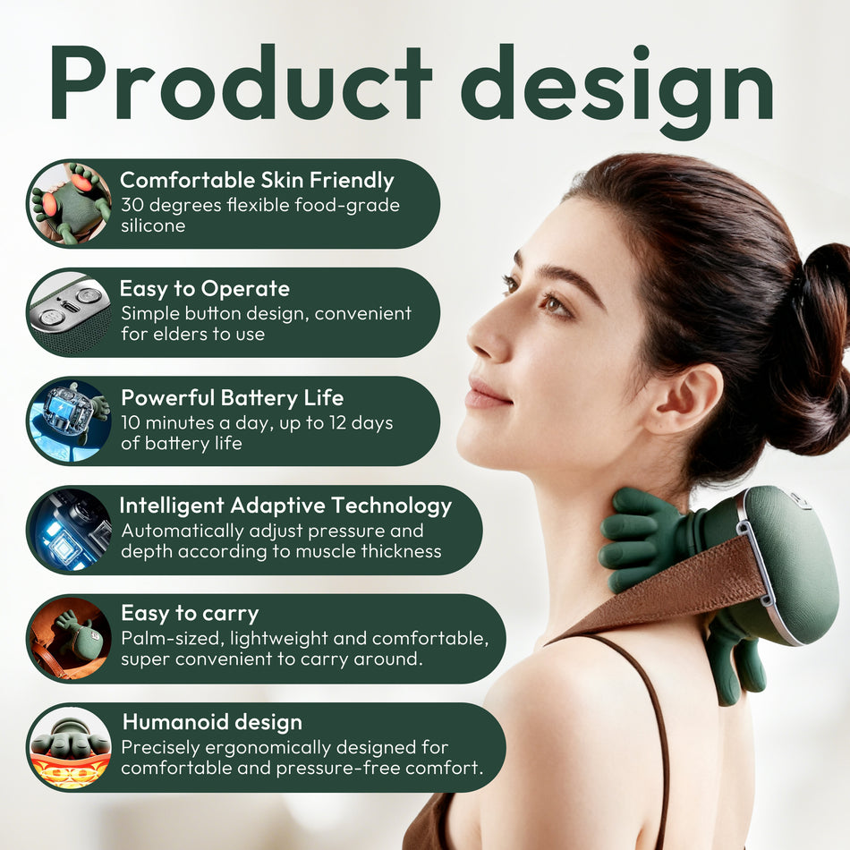Portable 4D Massage Pillow for Neck, Shoulders & Back – Relaxation Gift for Home or Office