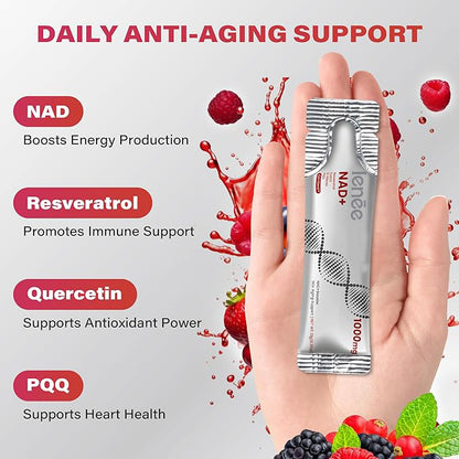 Ienee NR1000 - NAD+ Berry Flavor Drink Mix for Skin Aging Support, Energy, and Focus - 30 Pack