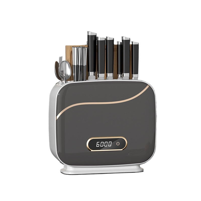 Soporte de pared para cuchillos y palillos con esterilización UV: solución de almacenamiento higiénica sin necesidad de taladrar